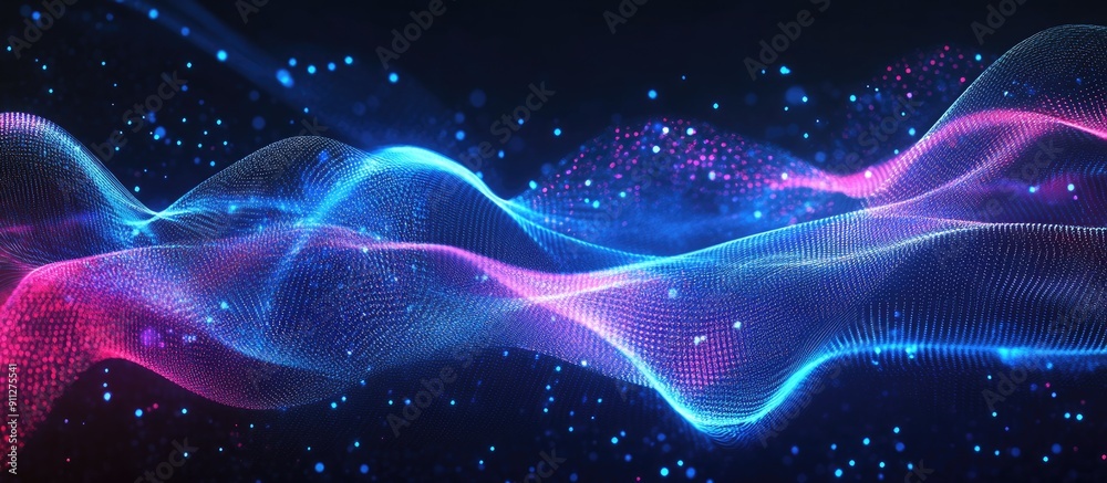 Abstract AI background with waves of innovation representing technological advancement Abstract AI background with waves of innovation representing technological advancement