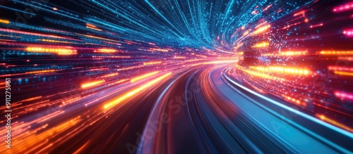 Abstract technology background featuring high speed digital fiber and advanced concepts