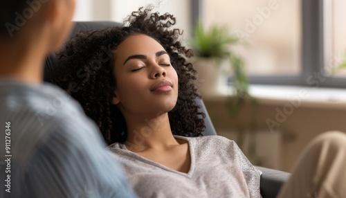 Relaxing Indoor Mindfulness Session for Young Woman in Comfortable Chair