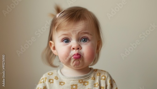Little Child Making a Funny Face While Sitting Indoors in a Cozy Environment
