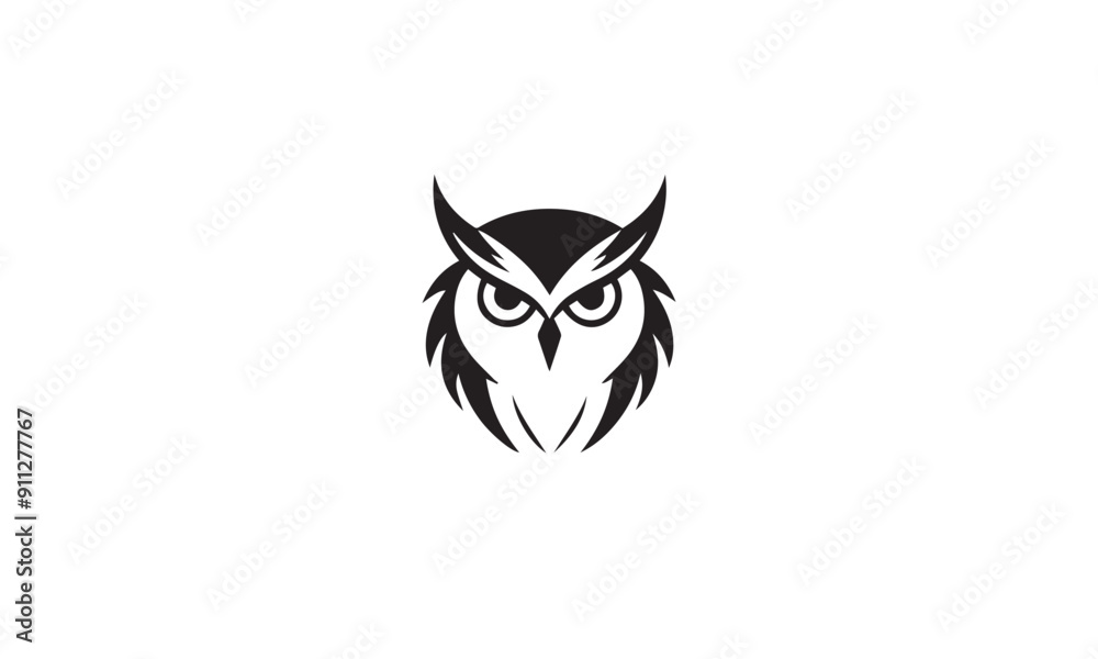 Simple and Modern owl black Logo for company white background Simple and Modern owl black Logo for company white background