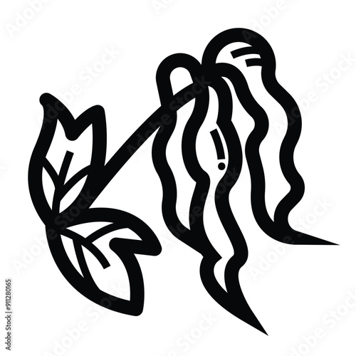 Wilted flower icon illustration isolated on square white background. Simple flat outlined cartoon art styled drawing.