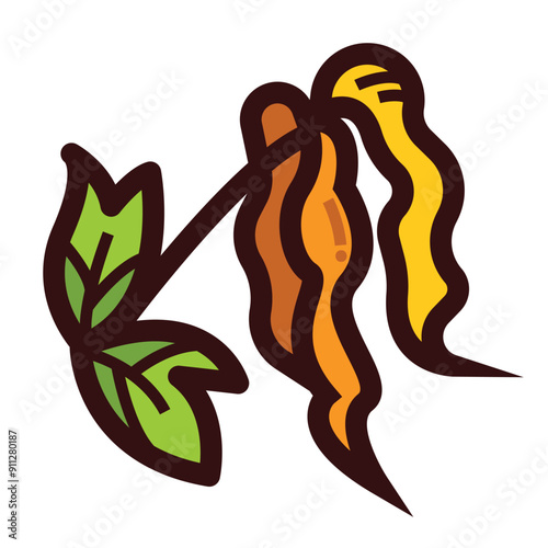 Wilted orange flower colorful icon illustration isolated on square white background. Simple flat outlined cartoon art styled drawing.