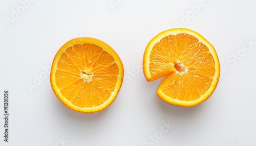 Freshly Sliced Orange Halves on White Surface Showcasing Juicy Segments and Textures