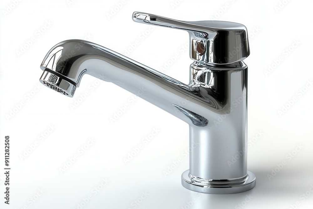 New shiny metal water faucet of the bathtub on a white background New shiny metal water faucet of the bathtub on a white background
