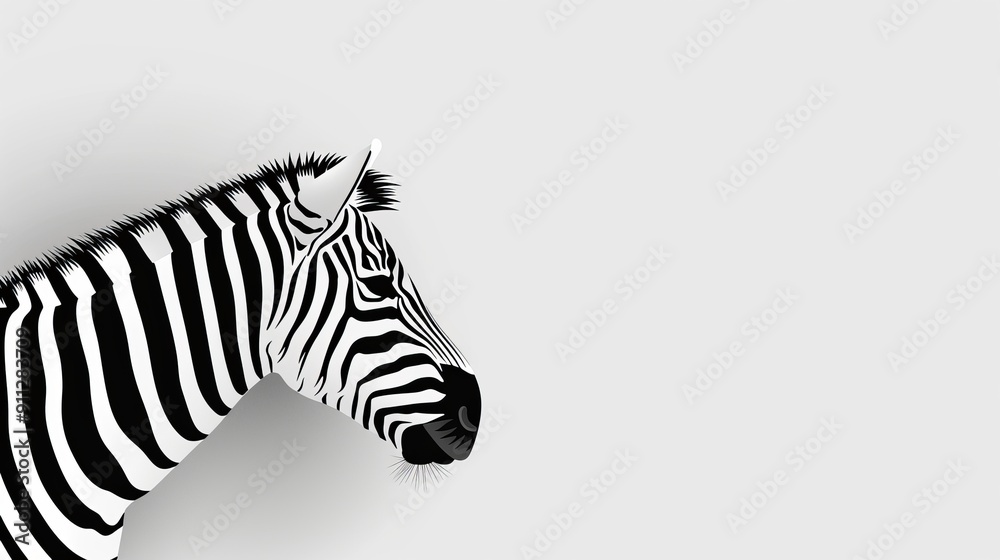 Clean 2D vector illustration of a zebra, minimalist black and white stripes, straightforward design, plain and uncomplicated Clean 2D vector illustration of a zebra, minimalist black and white stripes, straightforward design, plain and uncomplicated