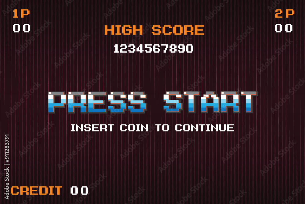 PRESS START INSERT A COIN TO CONTINUE .pixel art .8 bit game. retro game. for game assets .Retro Futurism Sci-Fi Background. glowing neon grid. and stars from vintage arcade computer games PRESS START INSERT A COIN TO CONTINUE .pixel art .8 bit game. retro game. for game assets .Retro Futurism Sci-Fi Background. glowing neon grid. and stars from vintage arcade computer games