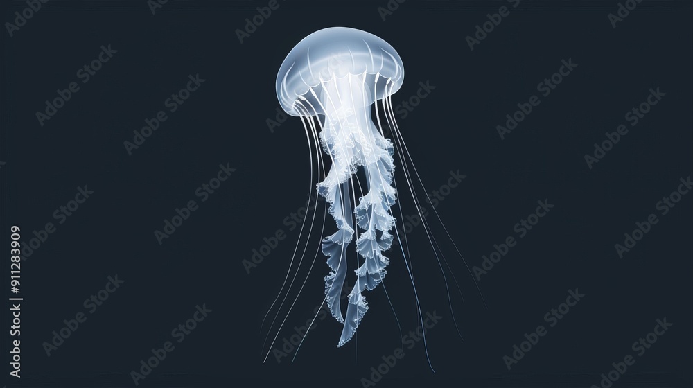 A minimalist jellyfish floating gracefully, clean lines, basic shapes, uncomplicated design, plain 2D vector illustration A minimalist jellyfish floating gracefully, clean lines, basic shapes, uncomplicated design, plain 2D vector illustration