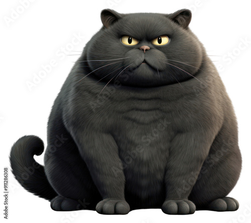 PNG Black fat cat cartoon animal mammal.