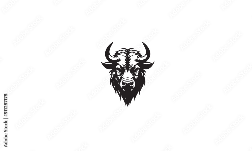 Bison Mascot - Vector Illusrations Logos white background Bison Mascot - Vector Illusrations Logos white background