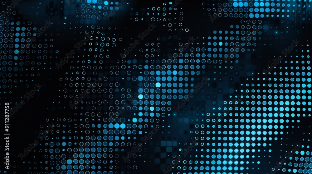 Abstract Blue Circle Pattern on Black Background Modern Digital Art Design Abstract Blue Circle Pattern on Black Background Modern Digital Art Design