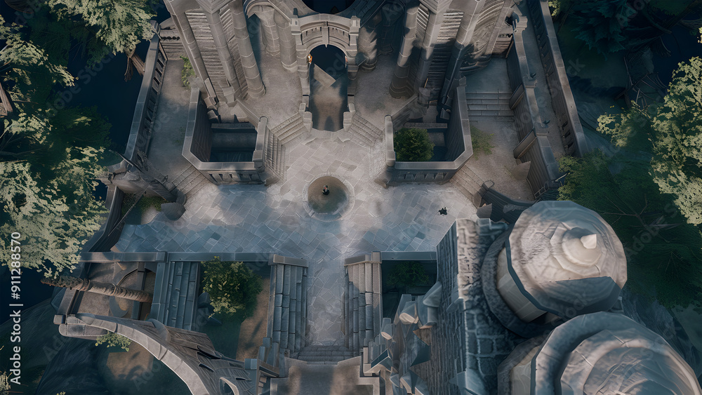 Castle Battle Map for RPGs, Dungeons & Dragons, Tabletop Role-Playing Games, Adventure Game Background, Top-Down View Castle Battle Map for RPGs, Dungeons & Dragons, Tabletop Role-Playing Games, Adventure Game Background, Top-Down View