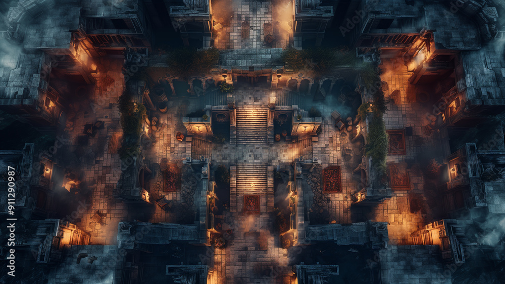 Castle Battle Map for RPGs, Dungeons & Dragons, Tabletop Role-Playing Games, Adventure Game Background, Top-Down View Castle Battle Map for RPGs, Dungeons & Dragons, Tabletop Role-Playing Games, Adventure Game Background, Top-Down View
