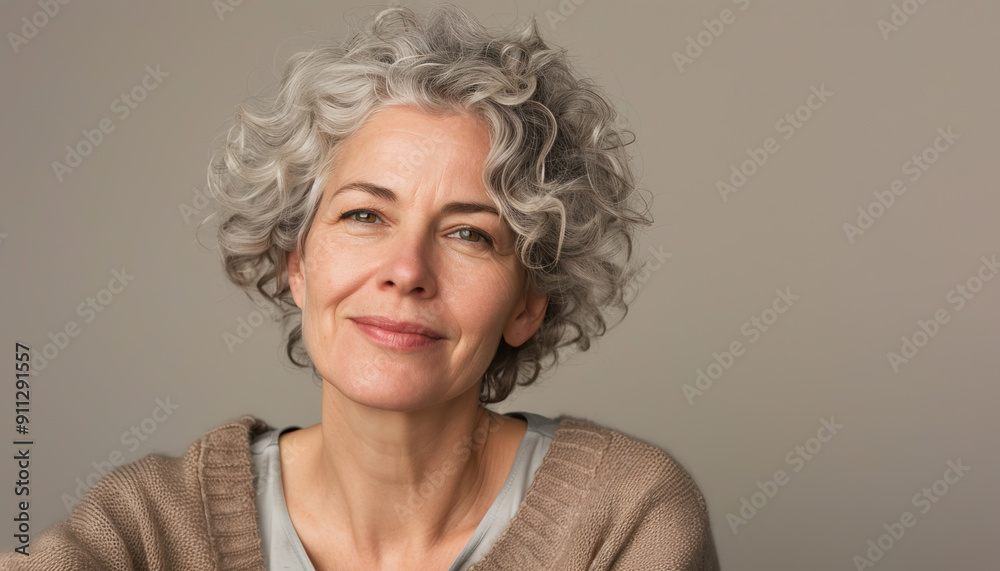 Portrait of beautiful natural mature woman with grey hair Portrait of beautiful natural mature woman with grey hair