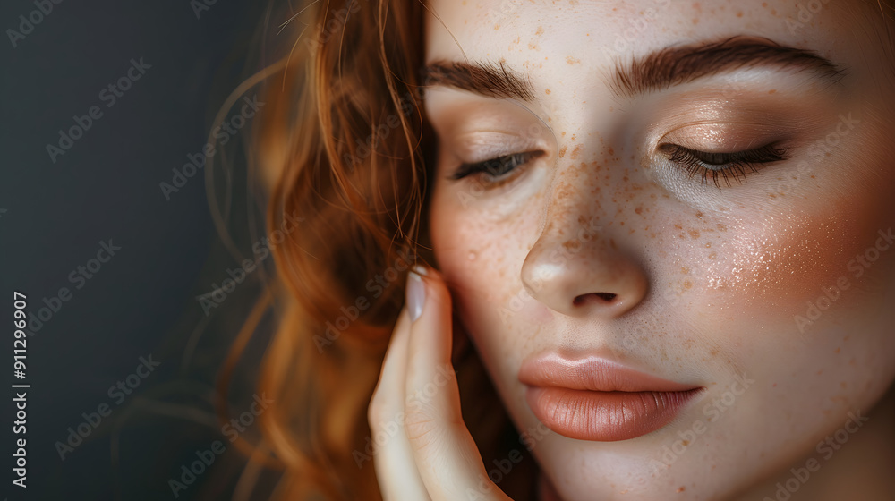 Close up portrait of beautiful young woman applying eyeshadow powder Close up portrait of beautiful young woman applying eyeshadow powder