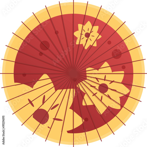 Traditional japanese parasol with floral pattern representing the rich culture and heritage of asian countries