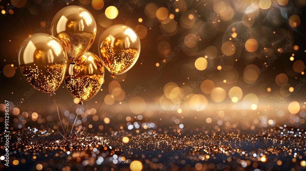 new years eve web banner background wallpaper gold celebreation balloons, tinsel, lights new years eve web banner background wallpaper gold celebreation balloons, tinsel, lights