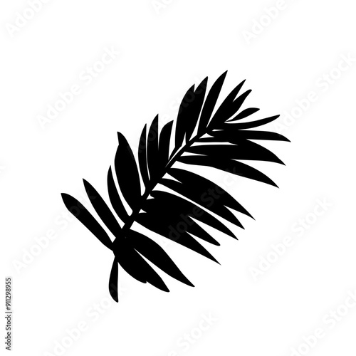 Black silhouettes of tropical leaves