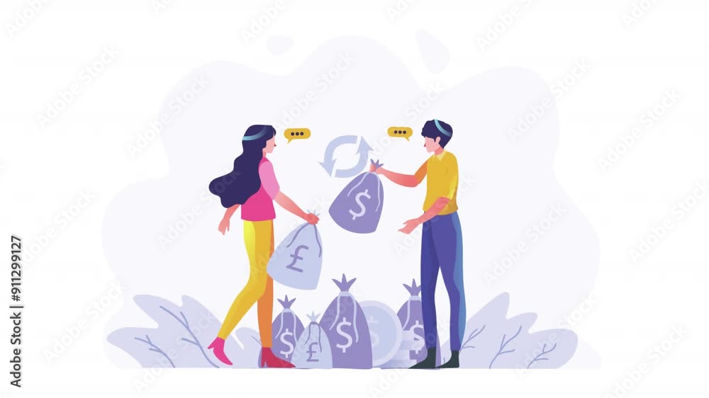 Business Finance Character Animation Scene