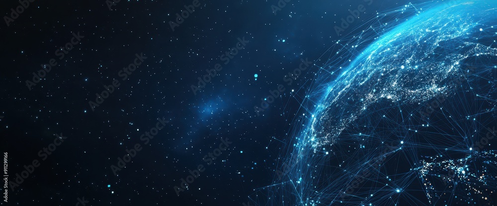 World of global network and telecommunication on earth with focus on cryptocurrency and blockchain, presented as a futuristic web banner World of global network and telecommunication on earth with focus on cryptocurrency and blockchain, presented as a futuristic web banner