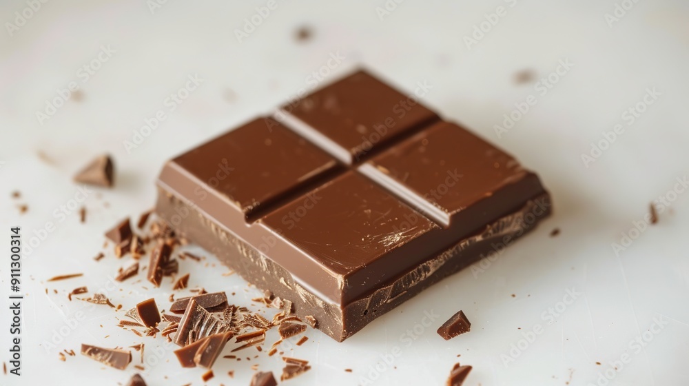 Square Bar of Chocolate on White Background Square Bar of Chocolate on White Background