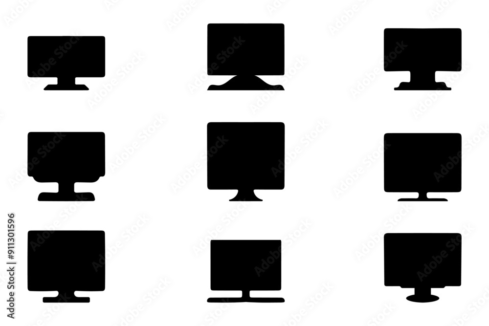 Simple computer monitor illustration set design Simple computer monitor illustration set design