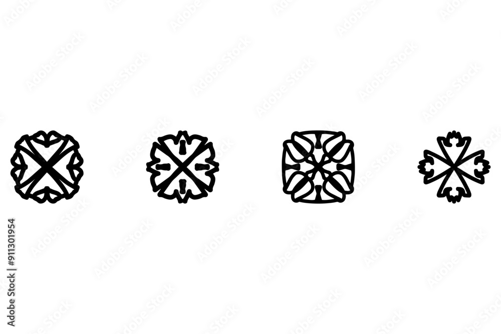 Decorative ornament shape icon set Decorative ornament shape icon set
