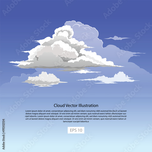 Cloud illustration with a detailed texture of clouds.