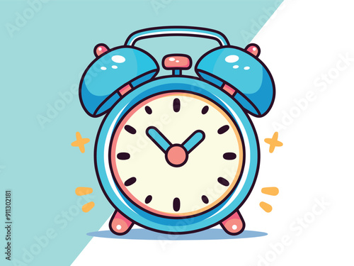 Alarm Clock clip art Vector, Alarm clock vector flat illustration, Back to school Alarm clock vector, Colorful stopwatch Design, standing and ringing. Retro style cartoon clock illustration,