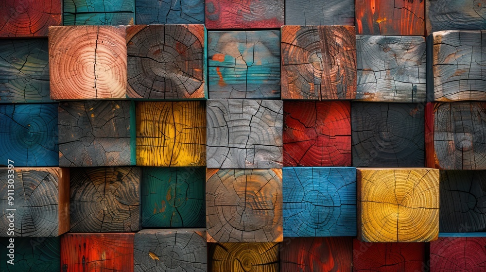 Colorful cubic wooden texture, wood cube background, checkered wooden texture, banner Colorful cubic wooden texture, wood cube background, checkered wooden texture, banner