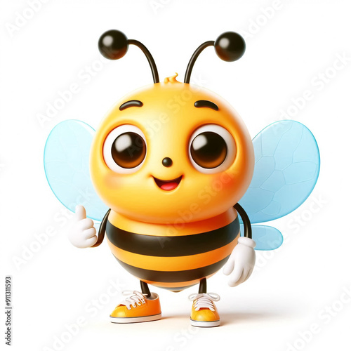 3D funny happy bee cartoon