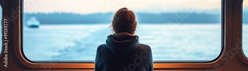 Ferry passenger enjoying the view, promoting relaxation