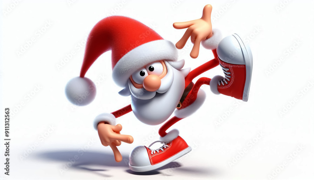 Funny gangly Santa Claus cartoon on white background
Funny gangly Santa Claus cartoon on white background