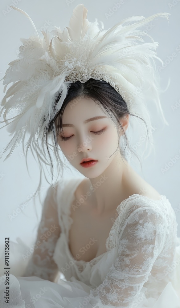 portrait of a beautiful asian bride in white portrait of a beautiful asian bride in white