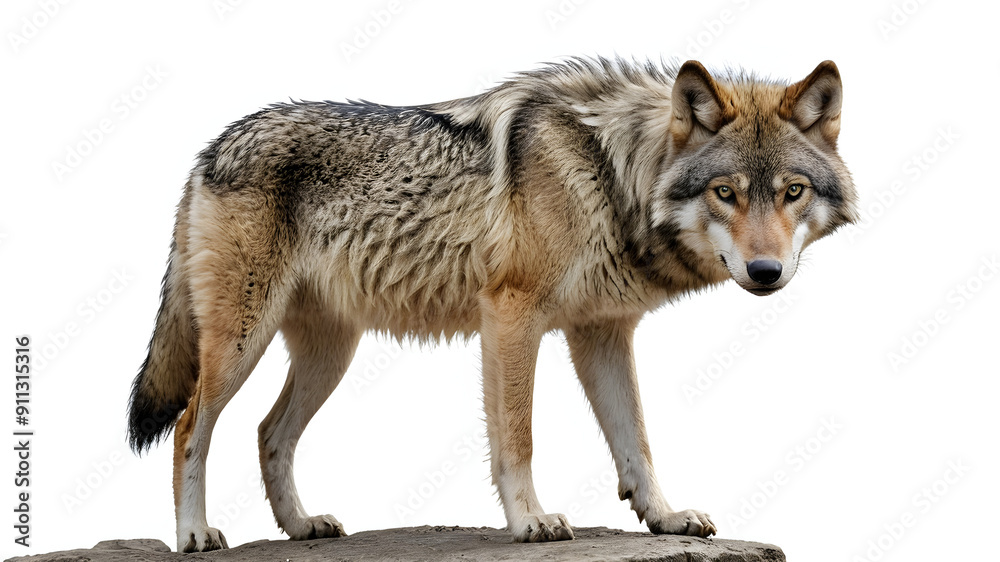 Obraz premium Wild wolf on white background