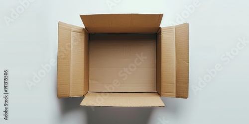 Front view light brown empty cardboard box industry. Ai generation