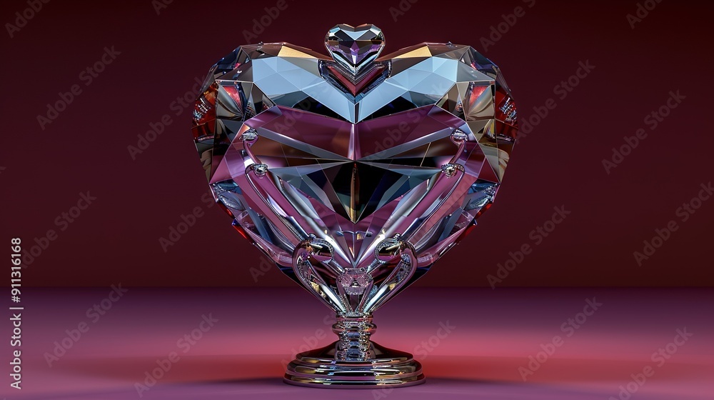  Crystal atop stand, purple background, red light