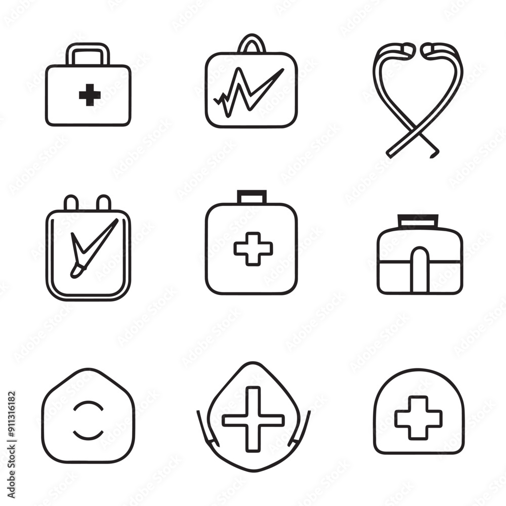 aid icons for web and applications , hand drawn medical instrument isolated vector on white background aid icons for web and applications , hand drawn medical instrument isolated vector on white background