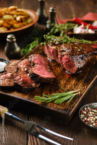 Juicy grilled top blade beef steak