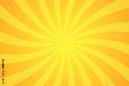 Yellow Sunburst background. Radial retro glowing rays banner.