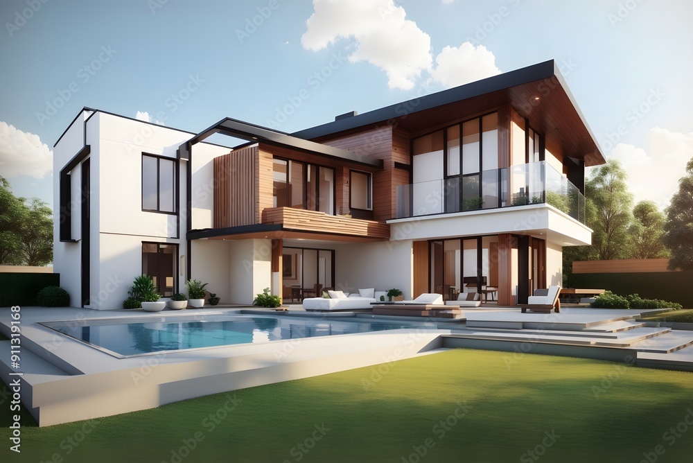 3d illustration of a newly built luxury home
