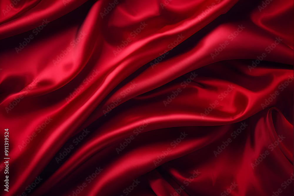 Obraz premium Black red satin dark fabric texture luxurious shiny that is abstract silk cloth background with patterns soft waves blur beautiful. 