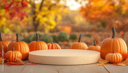 Thanksgiving Podium with Pumpkin Patch Background Thanksgiving photo