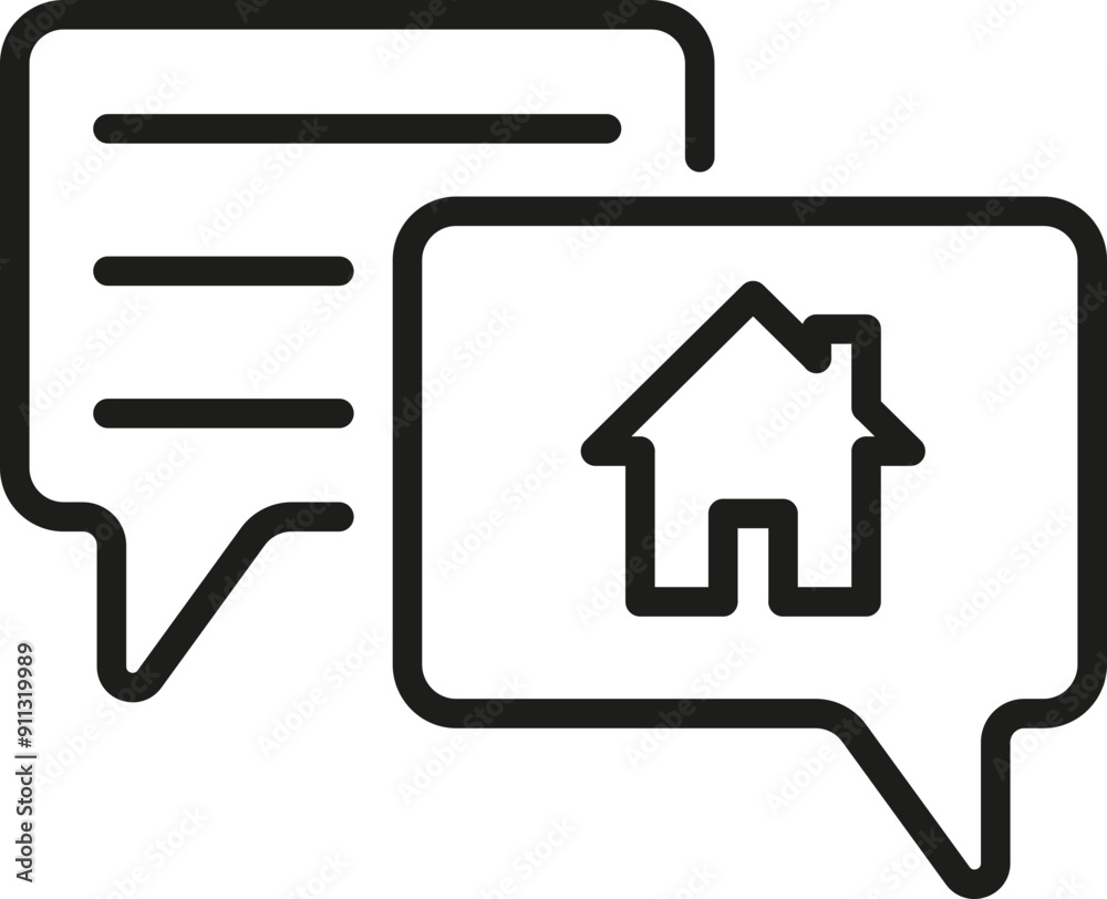 Realtor chat icon. Real estate symbol. Line icon. Realtor chat icon. Real estate symbol. Line icon.