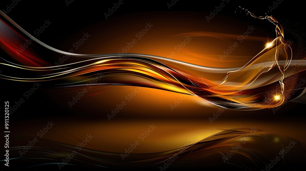 Fototapeta premium A black background with a golden and red wave