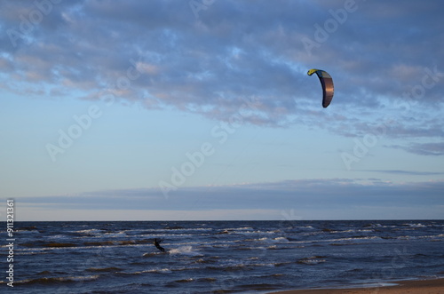 kite surfing on the beach