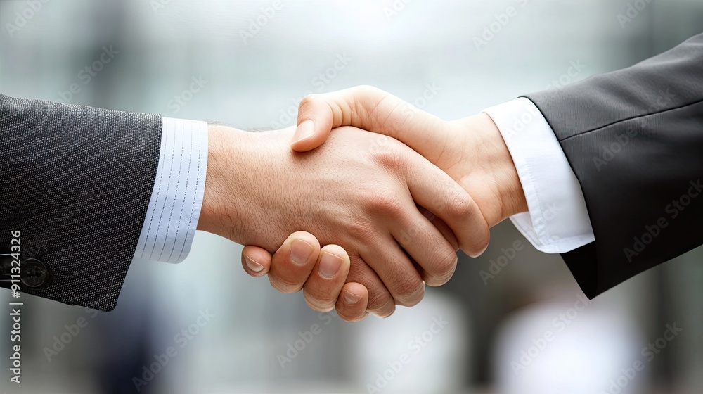 Close-up of a handshake between two professionals, representing a successful business deal. Close-up of a handshake between two professionals, representing a successful business deal.
