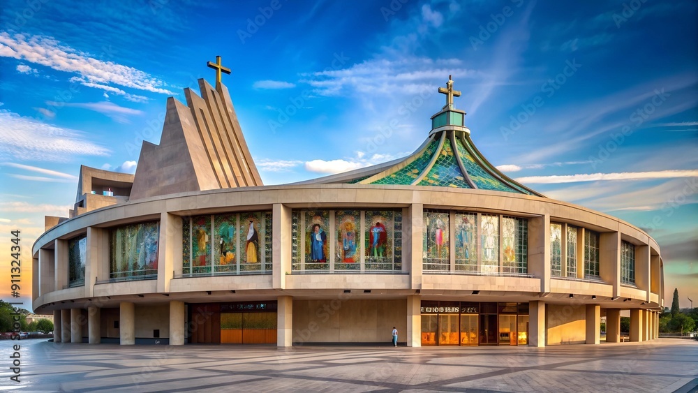 Fototapeta premium Guadalupe's Embrace: A Modern Basilica with a Traditional Heart Generative AI
