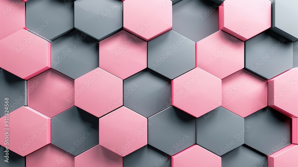 Abstract background with pink and grey hexagonal shapes. Abstract background with pink and grey hexagonal shapes.