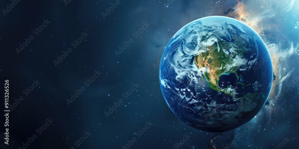 Obraz premium Global technology place banner digital. Ai generation